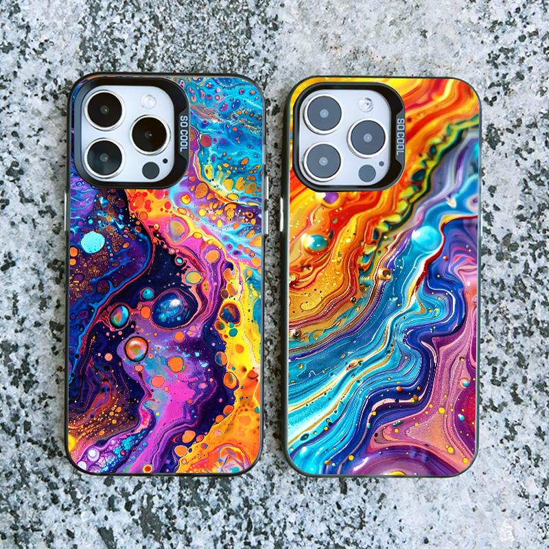 New Retro Color Texture Pattern Phone Case For iPhone 15 14 Pro Max Plus 16 Pro Max 13 Mini 12 11 Pro Max Shockproof Laser Cover