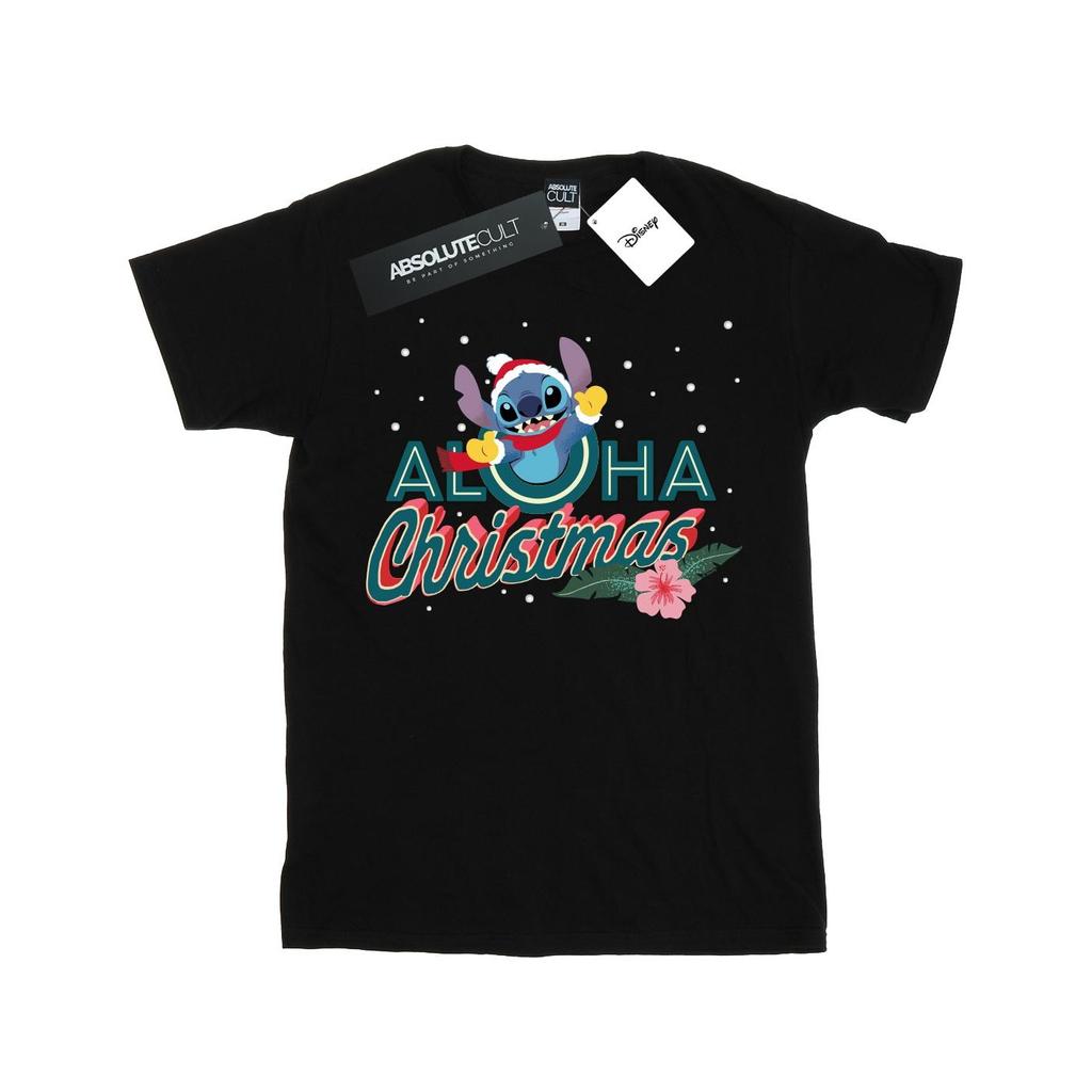 Disney Womens/Ladies Lilo And Stitch Aloha Christmas Cotton Boyfriend T-Shirt