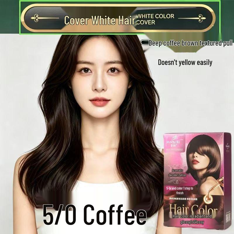 Han Fei Peptide Hydrating Ammonia-Free Dye - Vibrant Color, Long-Lasting Fragrance, Plant-Based Gray Coverage, Soft Finish, Black Tea, 120ml.