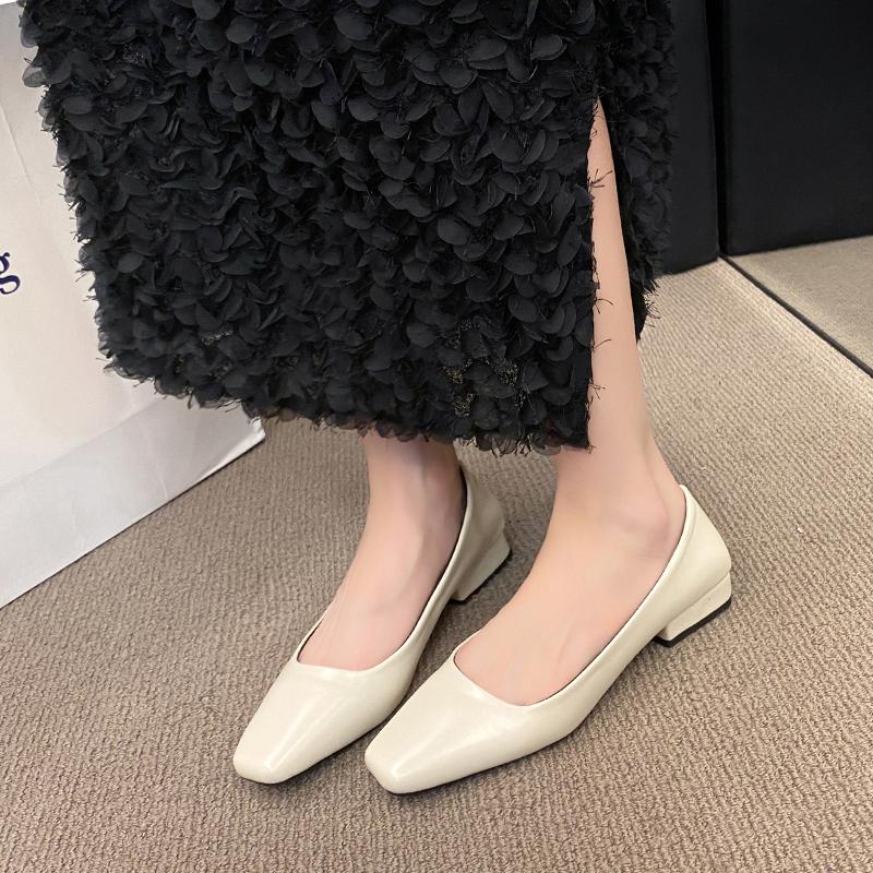 Fashion Woman Spring Casual Square Toe Low Soft Soled Shoes Lolita Ballerina Flats Female Elegant French Retro Mary Janes Women Shoes