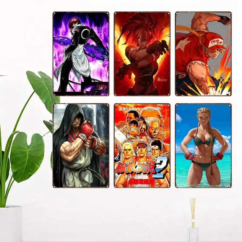 Аниме The King Of Fighters Винтажная Металлическая Табличка, Постер Настенного Искусства, Файтинги, Ретро Табличка для Бара, Клуба, Мужской Пещеры, Домашний Декор Стен