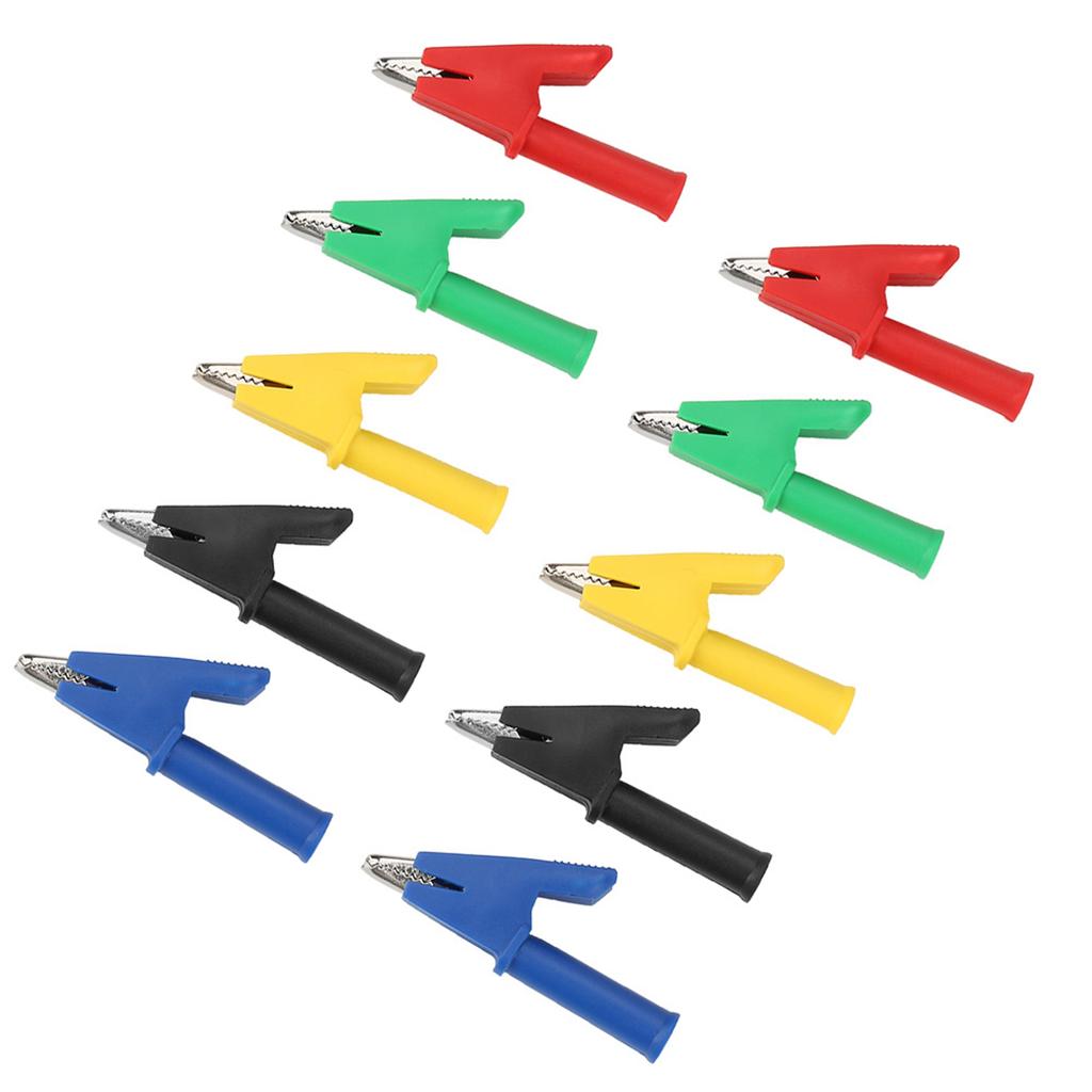 10pcs Set P2002 20A 5 Colors 4mm Banana Jack Crocodile Safety Test Clip For Multimeter 380V