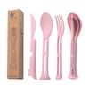 1 Набор Портативный набор ножа, вилки, ложки из пшеничной соломы для дома, улицы, свежий набор из трех предметов для путешествий, складная пшеничная посуда