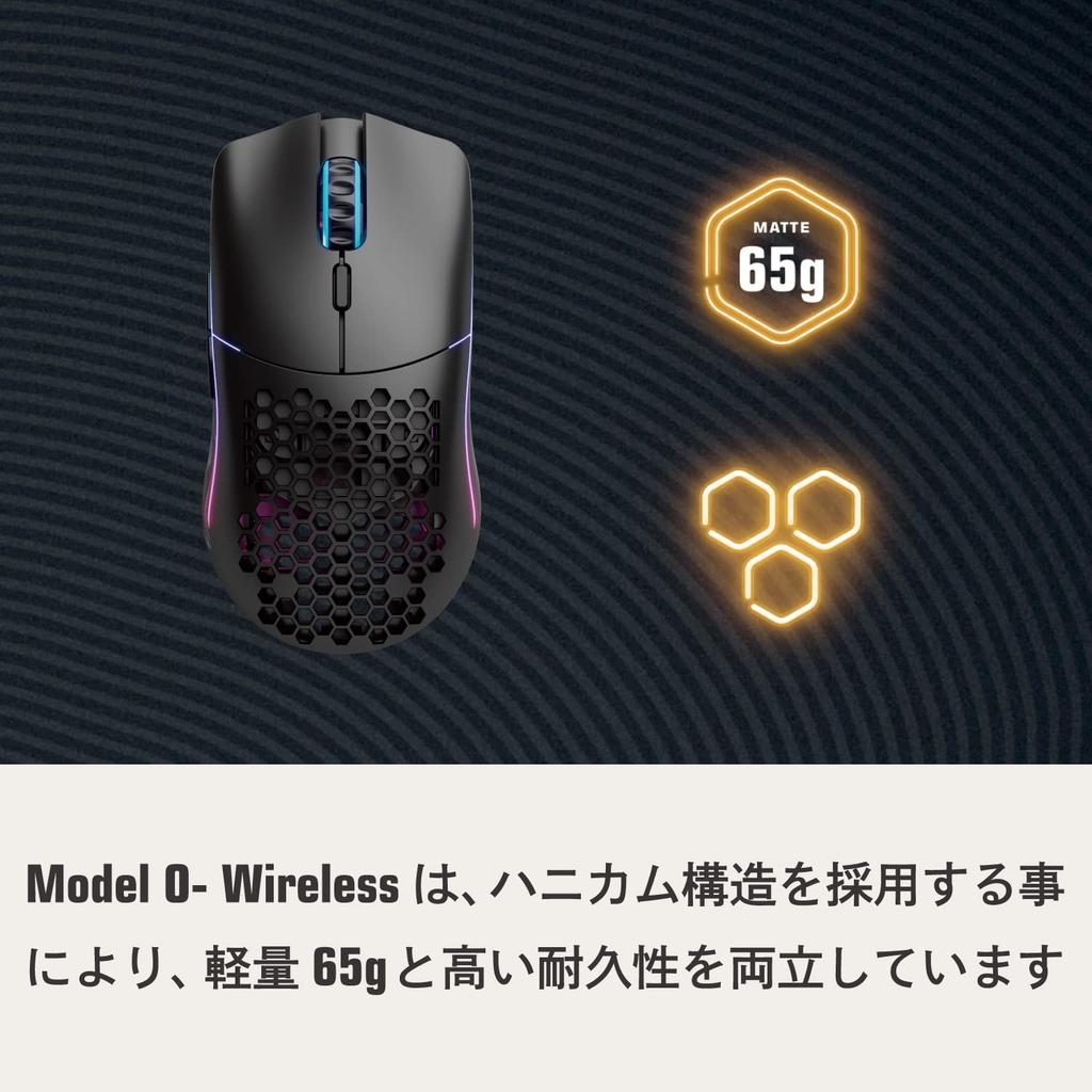 Glorious Wireless Gaming Mouse Model O- Wireless Matte Black Ultra Lightweight 65g Max 19000DPI BAMF Sensor Equipped with Left and Right Symmetrical