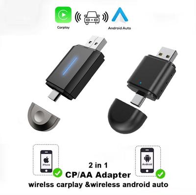 2 в 1 беспроводной CarPlay Android Auto Apple Carplay адаптер Mini AI Box Plug And Play WiFi USB Type C соединение Автомобильные аксессуары