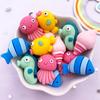 10pcs Colorful Resin Fish Conch Seahorse Jellyfish Ocean Animal Styles Flatback Scrapbook Craft DIY Bow Accessory Decor Figurine