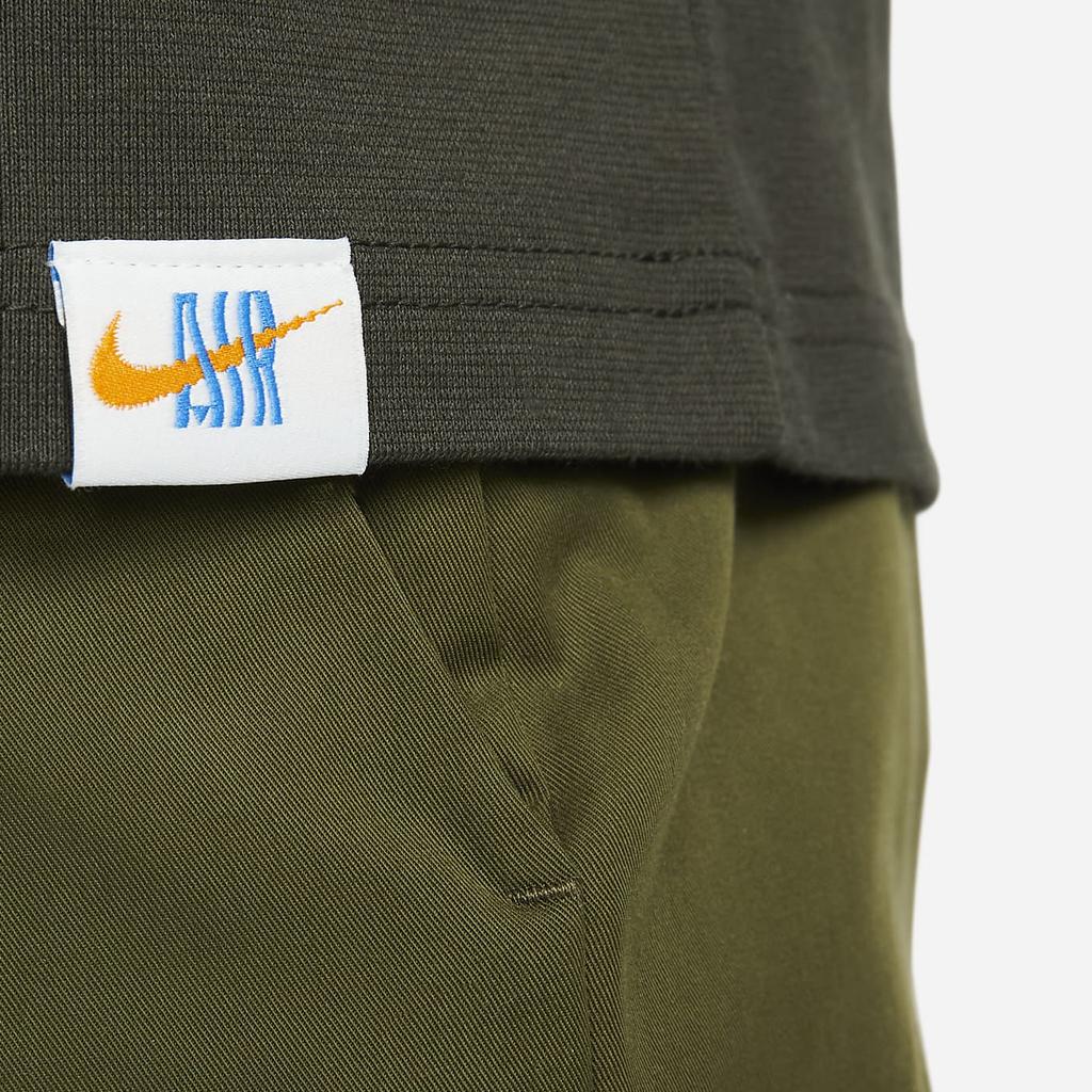 Nike Футболка с логотипом и буквенным принтом, хлопковая, повседневная, с коротким рукавом, мужская, зеленая DQ1017-355