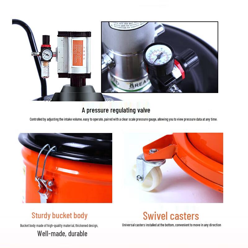 Jundelun 12L High-Pressure Pneumatic Grease Gun CN plug (adapter included)