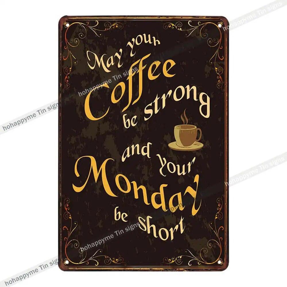 Coffee Vintage Signs Tin Metal Art Iron Painting Decoration Cafe Pub Club Bar Retro Poster Wall Stickers Home Decor 20x30cm