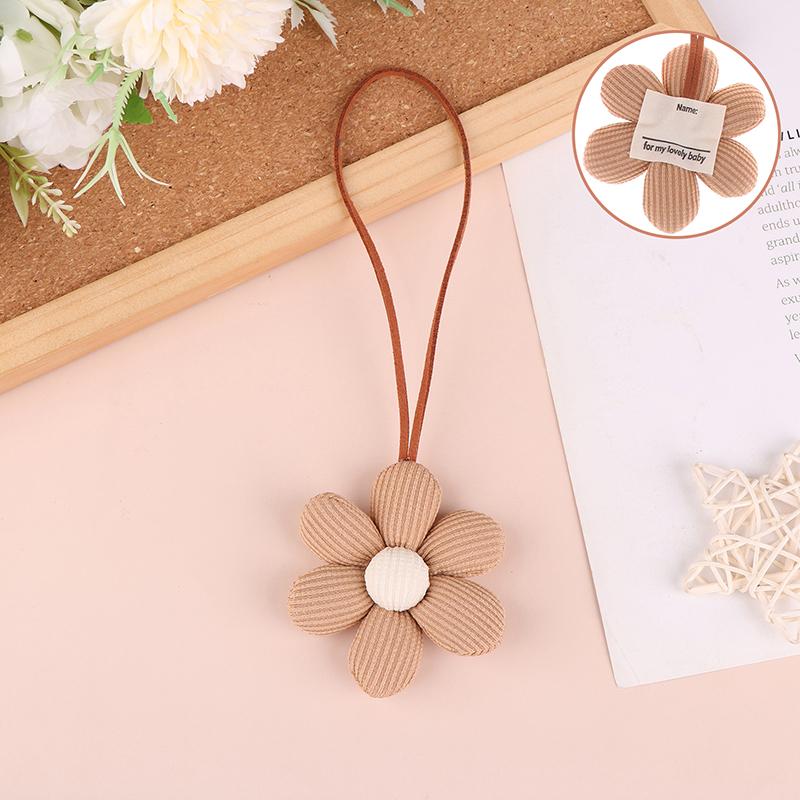 3D Color Six-Petal Flower Name Sticker Pendant Fabric Flower Doll Anti-Lost Lanyard Luggage Tag Charm Keychain Bag Decor Toys