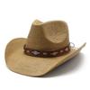 Ethnic Style Retro Western Cowboy Hat Outdoor Camping Sunshade Sun Protection Hat Big Brim Fast Horse Cowboy Hat
