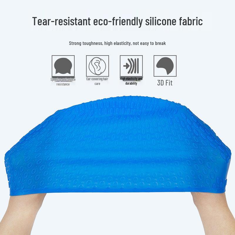 Очень большая силиконовая шапочка для плавания для длинных волос - Удобный однотонный дизайн