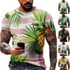 Мужская повседневная футболка с круглым вырезом и коротким рукавом с гавайским принтом