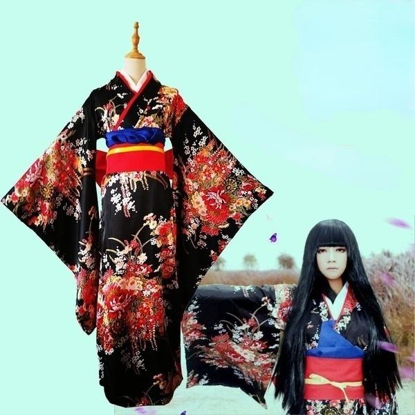 New Hell Girl Enma AI COS and Gorgeous All-match Animation Cosplay Women Kimono