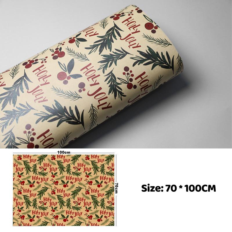 100Cm×70Cm Christmas Wrapping Paper Christmas Eve Gift Box Decoration Paper Children'S Christmas Vintage Kraft Paper