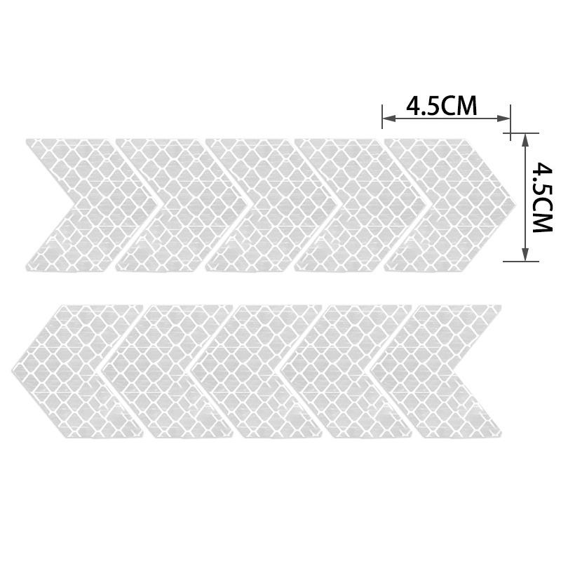10 шт./комплект Светоотражающая лента-знак стрелки Предупреждающий стикер безопасности для бампера автомобиля, багажника, отражателя, лента-предупреждение, аксессуары для мотоцикла