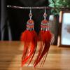 Super Long Exaggerated Irregular Feather Earrings for Women Fashion Boho Colorful Rhinestone Crystal Bead Dangle Earring Jewelry