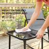 3 Piece Garden Set With 2 Rocking Chairs Glass Top Table And Steel Frame For Patio Gray