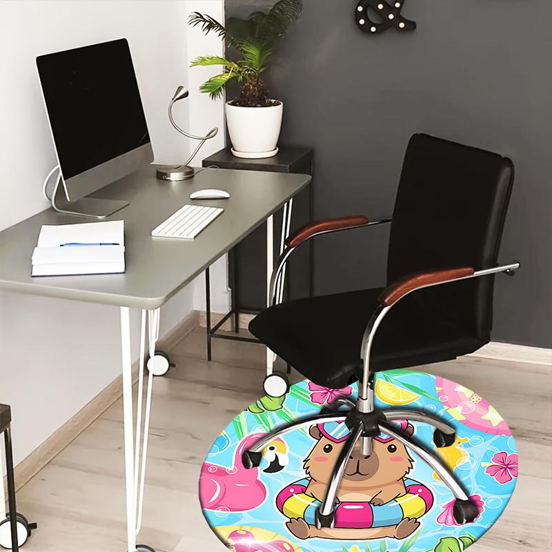 1PC Guinea pig, summer Non-Slip Floor Round carpet, Office, family, bedroom, Large Area Rug Indoor Rugs, Durable Polyester-Z0432