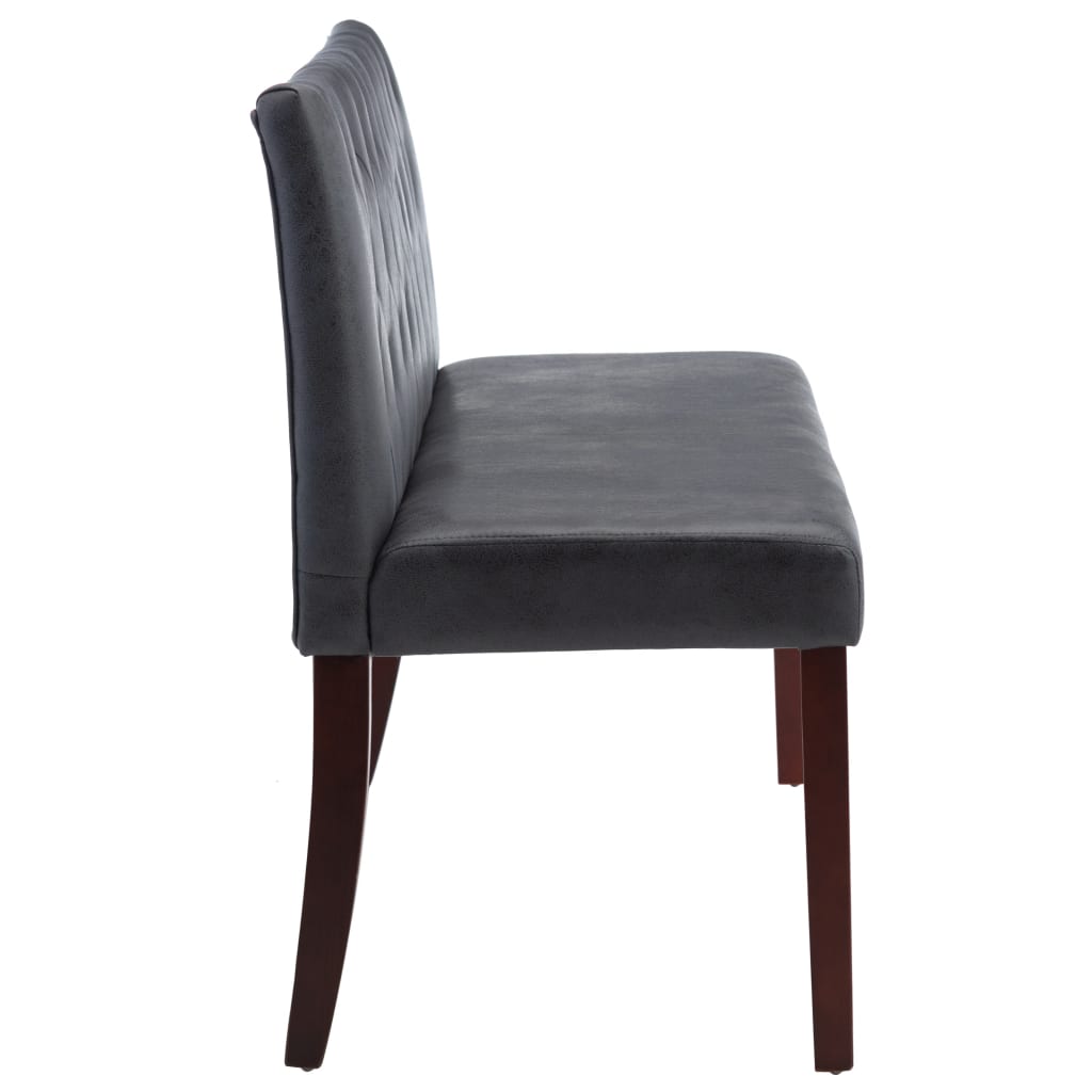 Bench 148.5 cm Grey Faux Suede Look