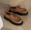 Fashion NEW Leather Autumn Platform Shoes for Men Women Fashion Casual New Designer Brown Derby Shoes Male Low Top Work Ankle Boots Men