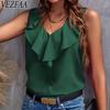 Women's Fashion Casual Summer Spring Solid Color Print Sleeveless V-Neck Blouses & Shirts