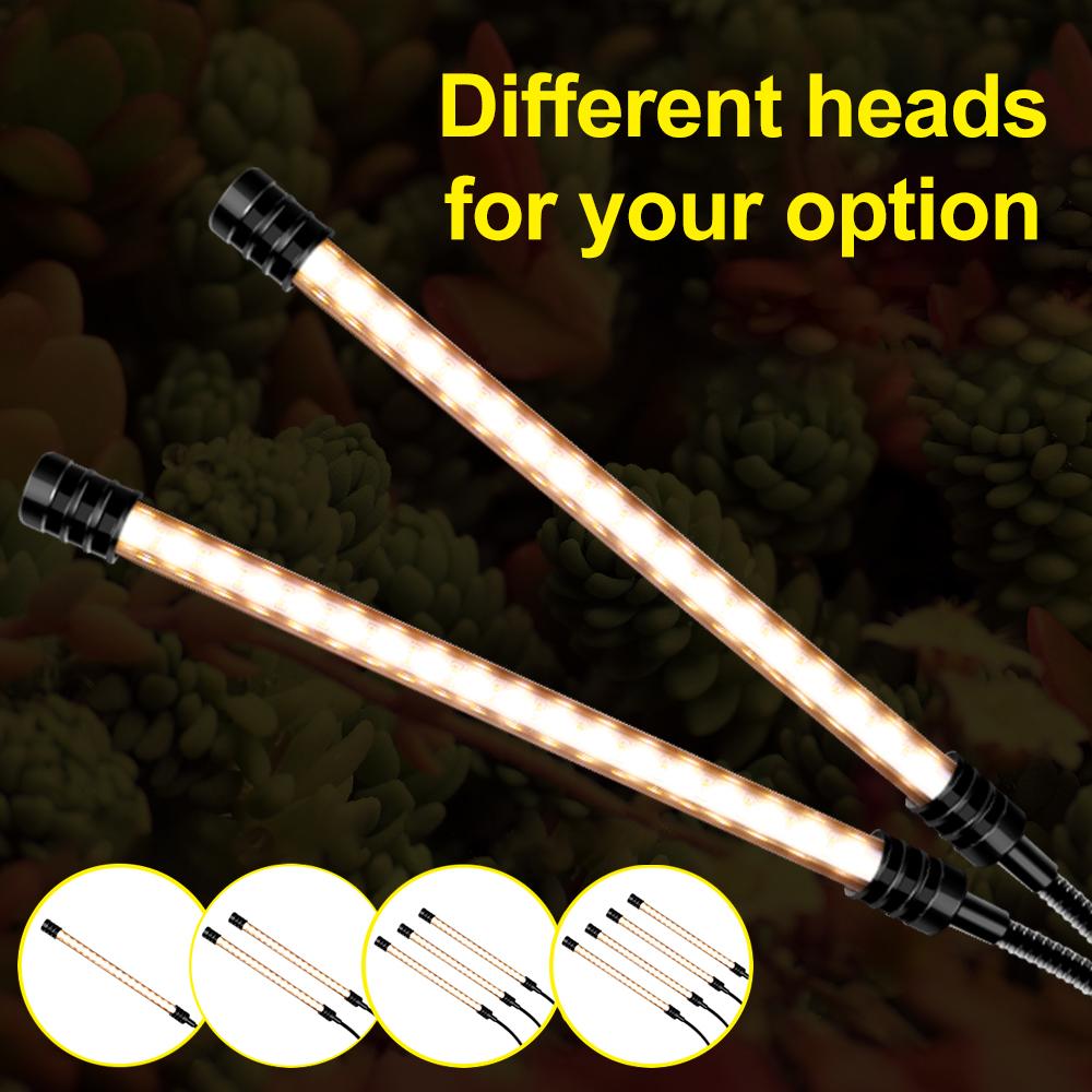 USB-свет для выращивания растений, солнечный свет, белый, полный спектр, угол освещения, регулируемый настольный зажим для выращивания