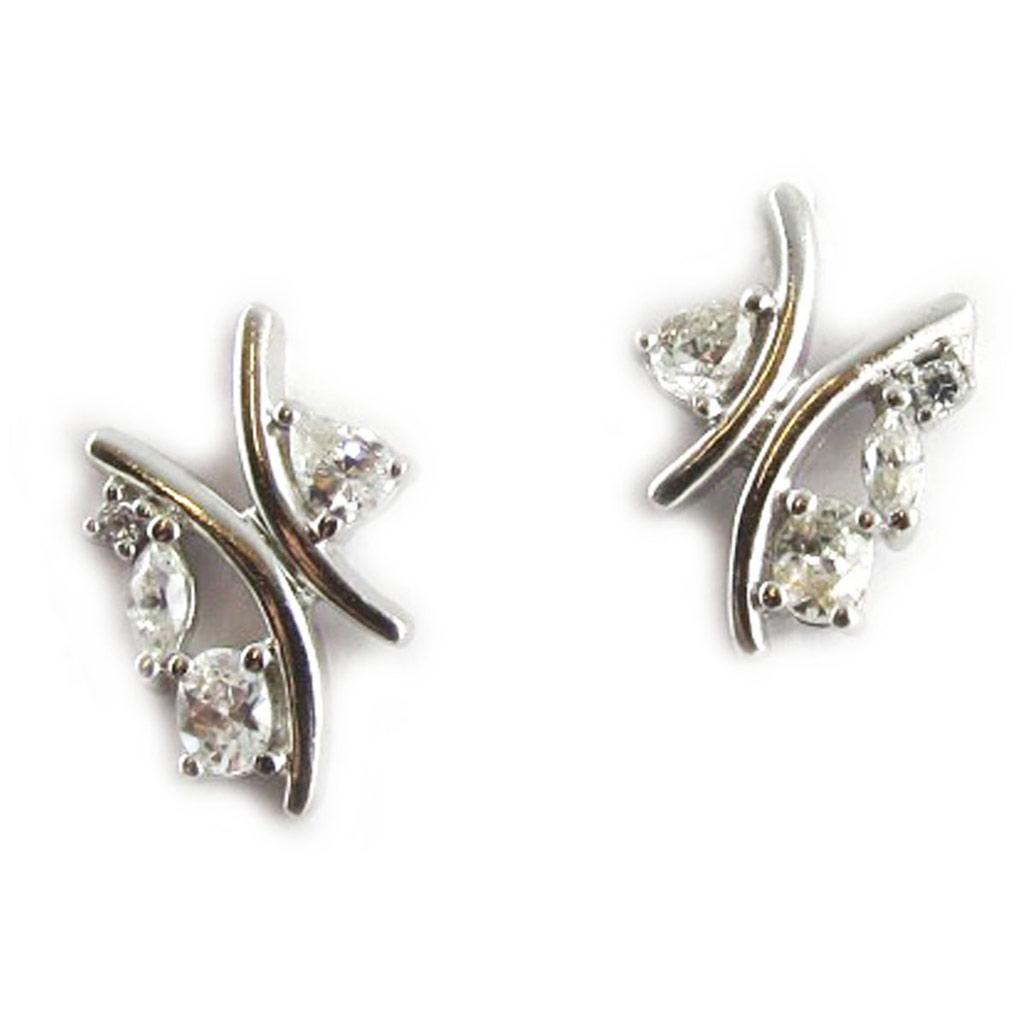 Les Trésors De Lily [B8476] - White 'Crystal Dream' Silver Earrings