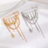 Fashion Metal CCB Tassel Chain Brooch for Women Gothic Silver Color Irregular Handmade Beaded Chain Pin Brooch Jewelry Accessory