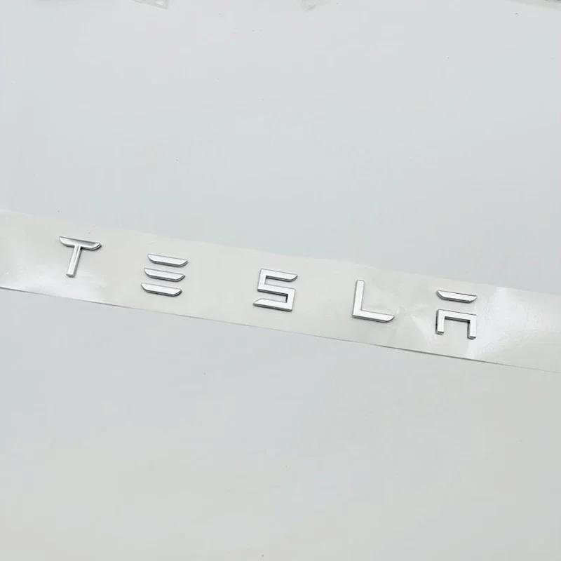 glpyx8 3D ABS Letters Tesla Logo Carbon Chrome Black Red Badge Car Rear Trunk Stickers For Tesla Model 3 Y X S Back Decals Accessories