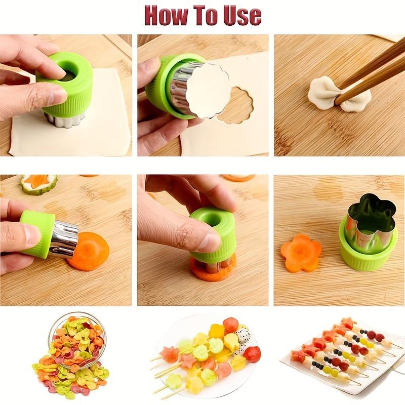 9pcs Stainless Steel Mini Cookie & Vegetable Cutter Set with Hand Guard - Star, Flower, Heart Shapes for Baking, Snacks, & Decorating.