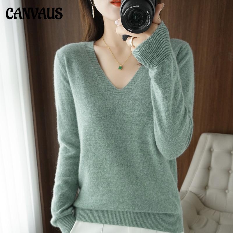 Women's Sweater Autumn Winter Knitted Pullovers V-neck Slim Fit Bottoming Shirt Solid Soft Knitwear Jumpers Basic Sweaters
