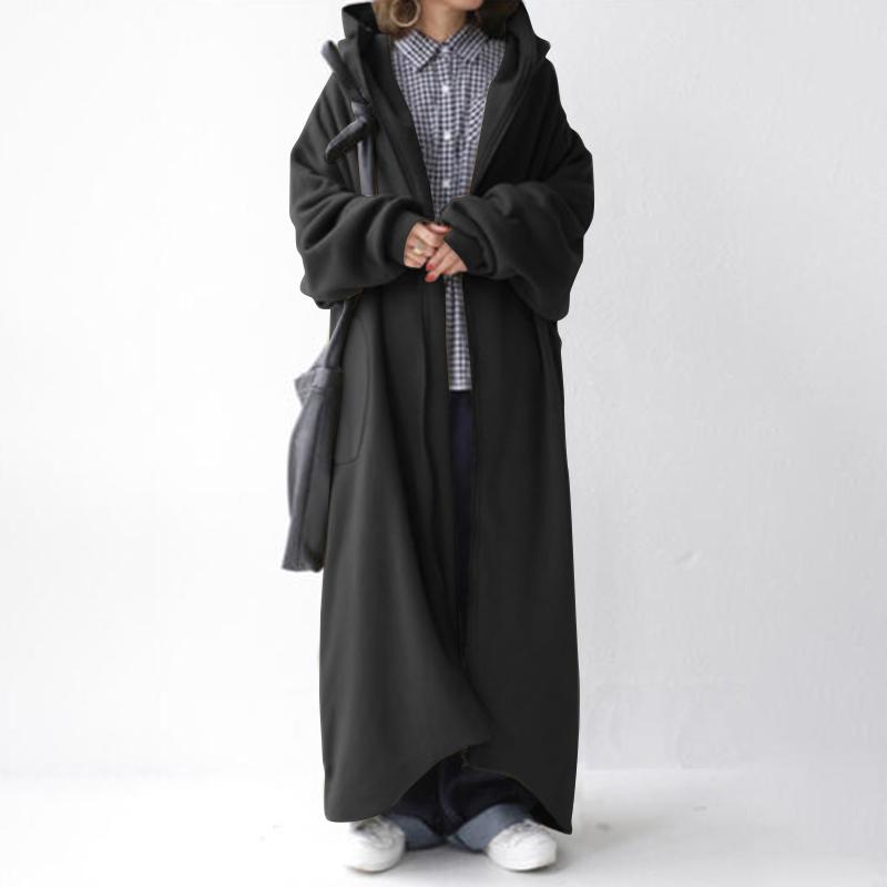 ZANZEA Women Oversized Hoody Hooded Long Jackets Autumn Winter Casual Zipper Hoodies Sweatshirt Coat Outwear