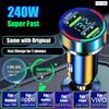 Двухпортовое автомобильное зарядное устройство Usb, 240 Вт, сверхбыстрая зарядка, автомобильный адаптер с монитором напряжения для Iphone, Samsung, Huawei, Oneplus Oppo