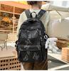 Butterfly Print Large Capacity Nylon Backpack for Junior High Students