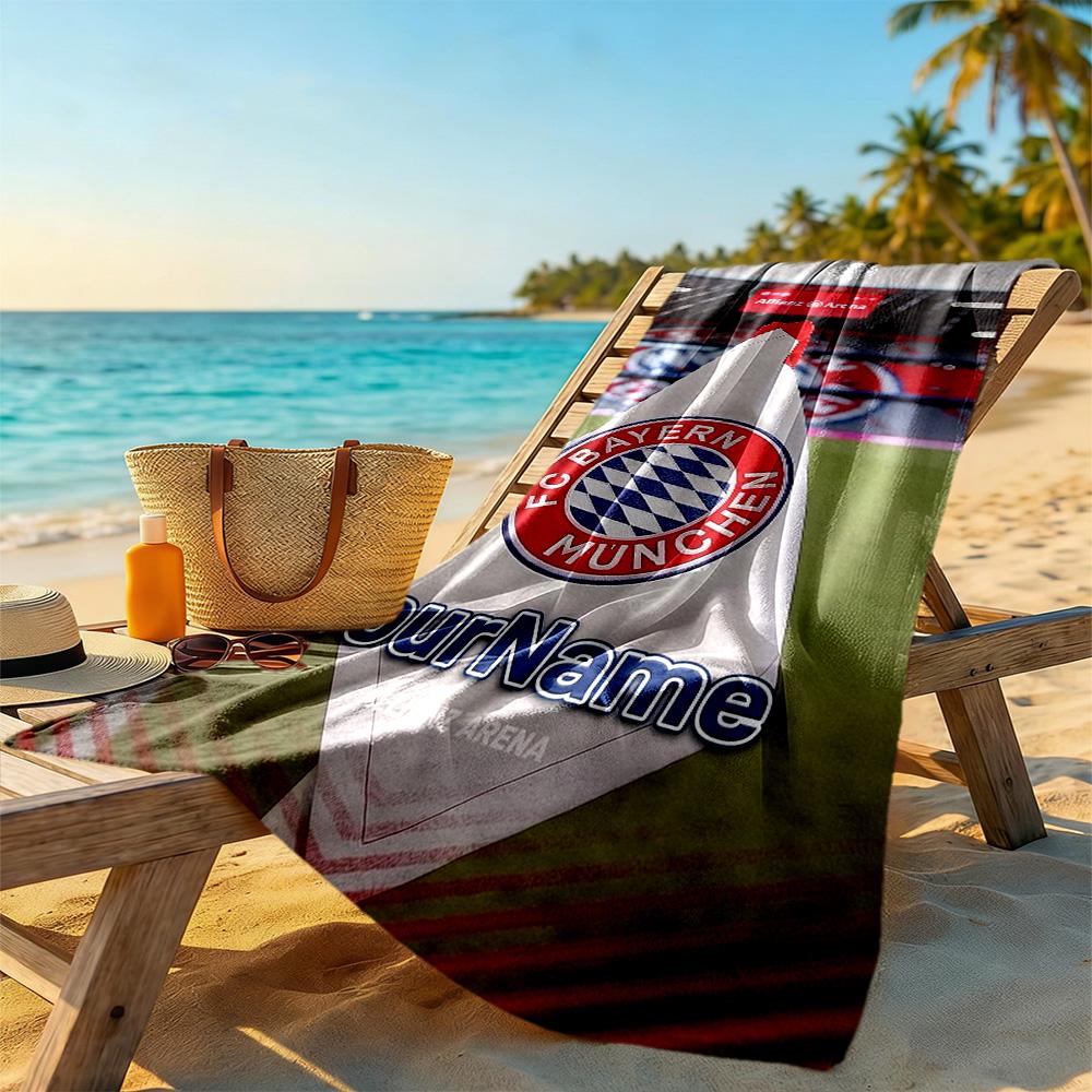 Fc Bayern München Personalized Name Beach Towel Quick-Dry Soft Microfiber Portable for SwimmingBeachCamping Travel Beach AccessoriesGym