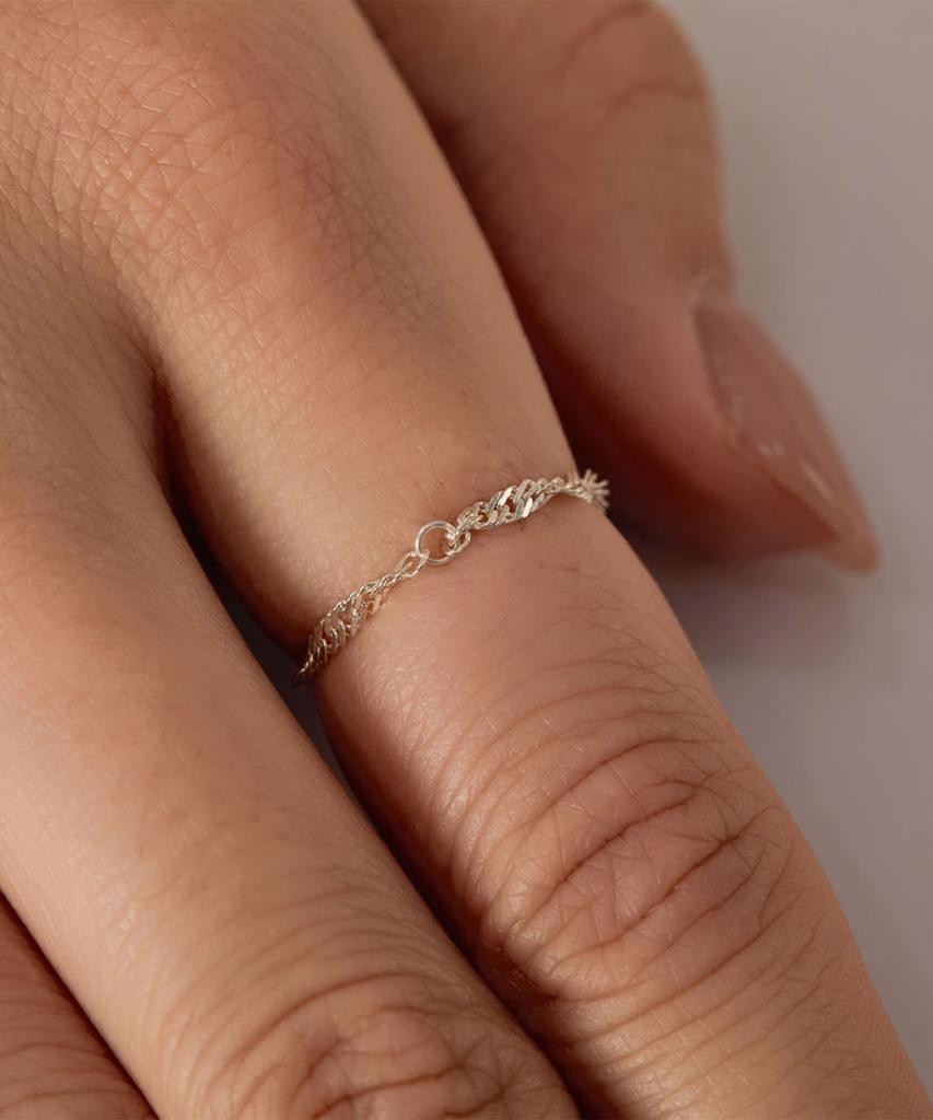 Helene Jewelry Серебряное кольцо с тройной цепочкой из стерлингового серебра 925 пробы (Тип А)