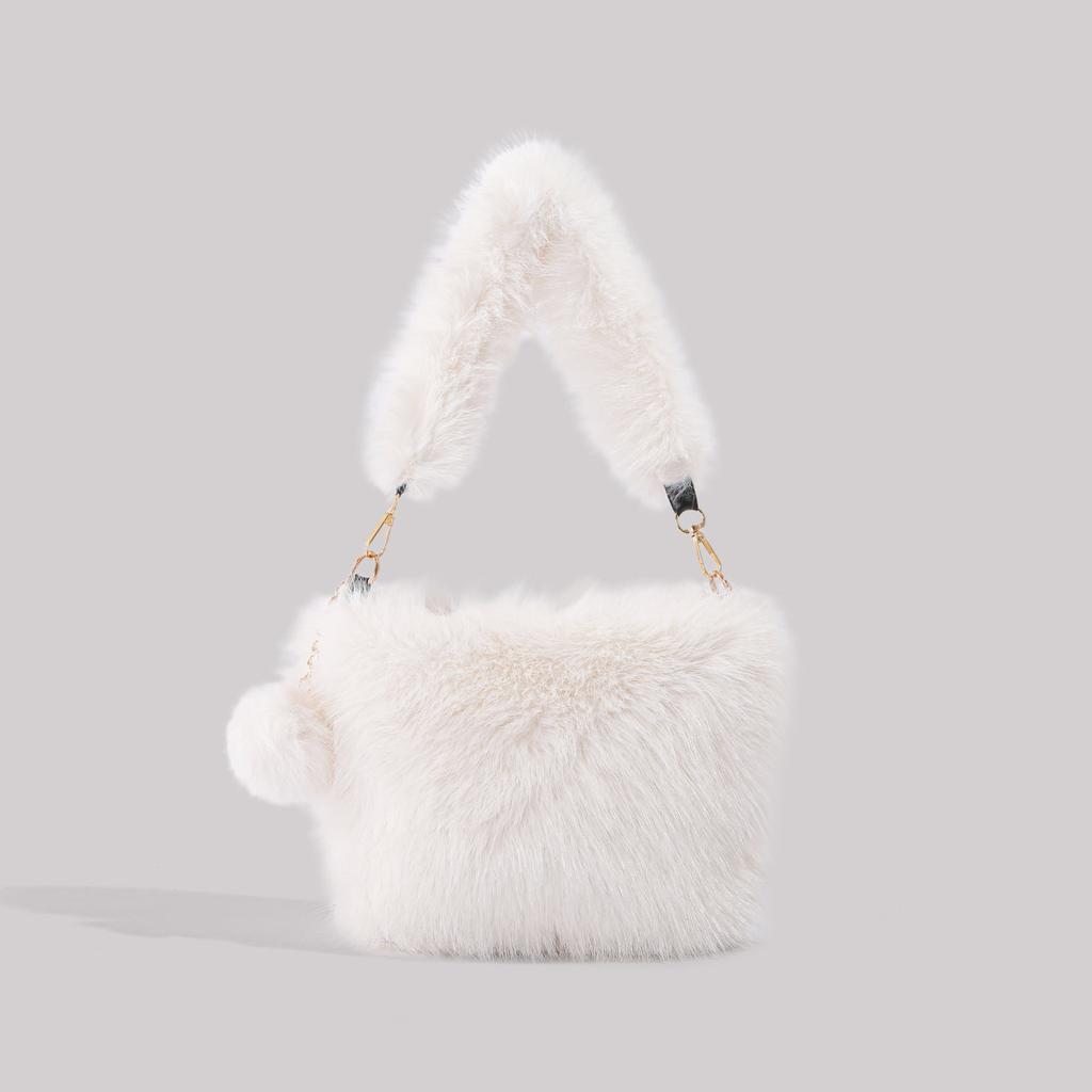 Сумка под мышкой, пушистая сумка, женская, 2025, зима, новая, нишевая, модная, сумочка, на одно плечо, ленивая плюшевая сумка
