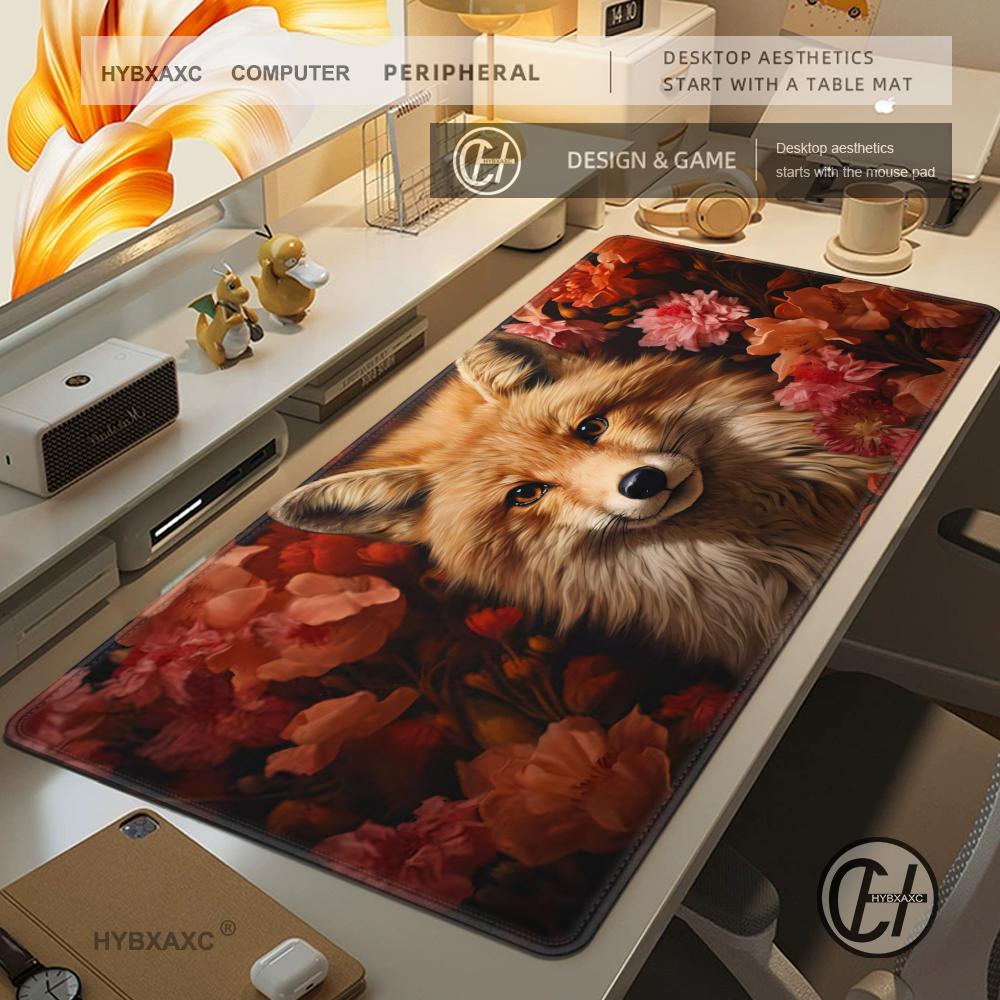 HYBXAXC Flowers fox Mouse Pad Large MousePad XXL PC Gaming Rubber carpet Lock Desk Mat Computer mouse Gamers phone work office