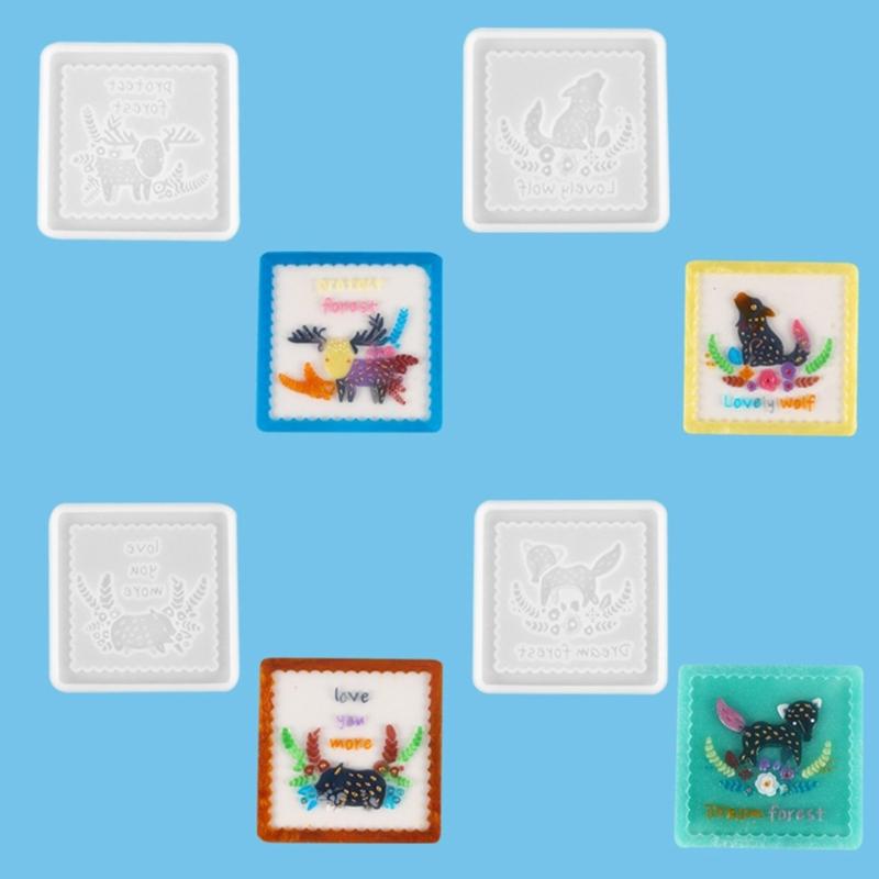 Формы для подставок под стаканы с животными, силиконовые формы для подставок под стаканы, квадратная форма для литья под стаканы из эпоксидной смолы, настенное искусство, домашний декор