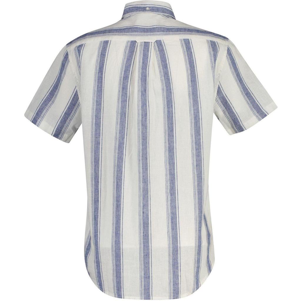 Gant Mens Striped Linen Short-Sleeved Shirt