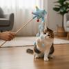 Cartoon Interactive Cat Toy Long Handle Cat Teasing Pole Kitten Teaser Wand  Entertaining Toys