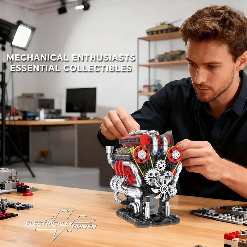Моторизованная модель симулятора двигателя автомобиля V8 Электрически приводимые Строительные игрушки Технические блоки Креативные игрушки Подарки для взрослых 538 шт.