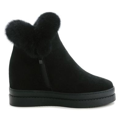 Трендовая зимняя женская обувь новая увеличивающая рост кожаная с кроличьим мехом хлопковая обувь женская повседневная студенческая обувь женская