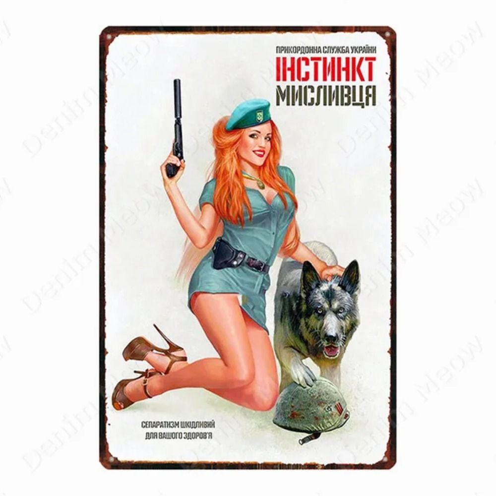 Русский Текст Винтажный Плакат Девушки Металлическая Жестяная Вывеска Декор для Домашнего Бара
