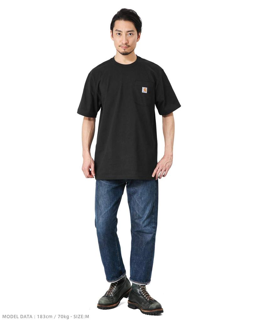 Мужская футболка Carhartt с коротким рукавом и карманом, размер, черный, CTK87,