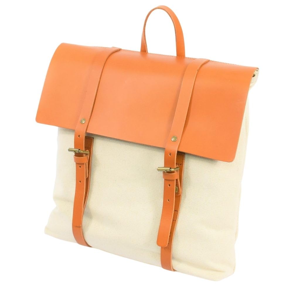 Стул Marutomi Shokai Канвас и кожаный клапан Кожа верблюжьего цвета и Ш32 x В36 x Рюкзак, Канвас цвета экрю, Размер прибл.. D7см, 7M0-1106