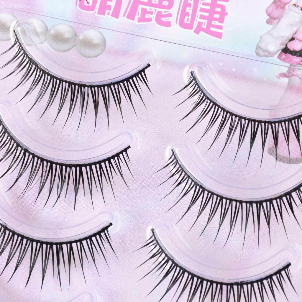 Korean Style Hard Stem Wet Tip False Eyelashes Natural Voluminous Full Strip Lash Effect for Kpop Makeup