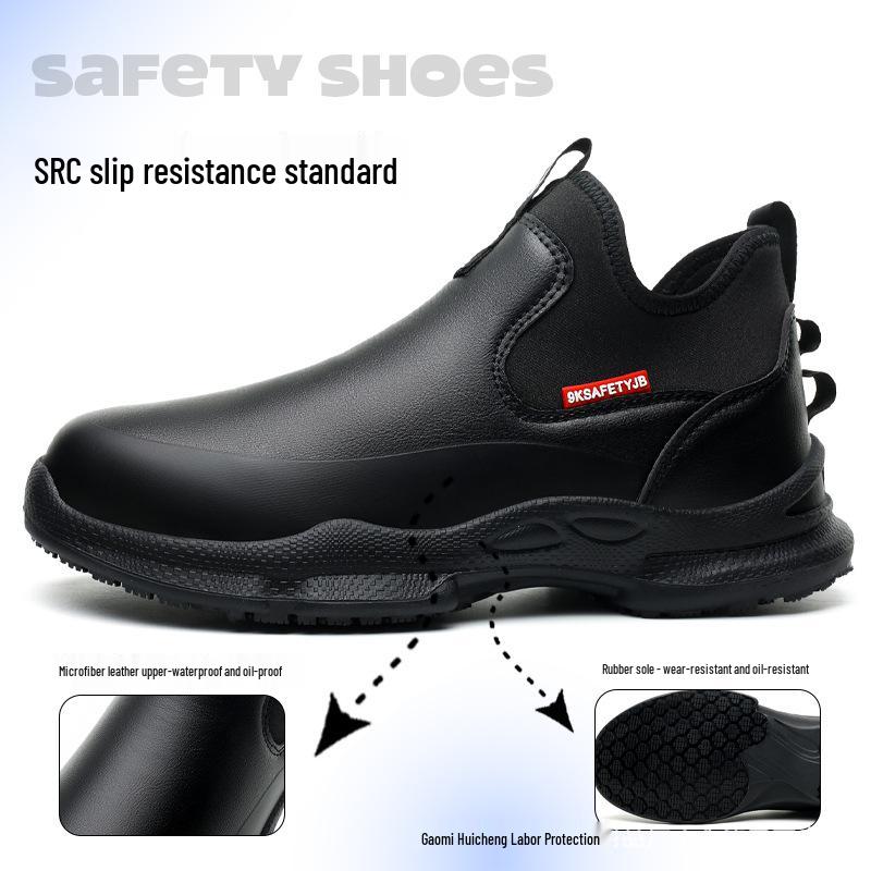 Men's Lightweight Waterproof Non-slip Work Shoes - All-Season Comfort, Oil-Resistant, Ideal for Chefs