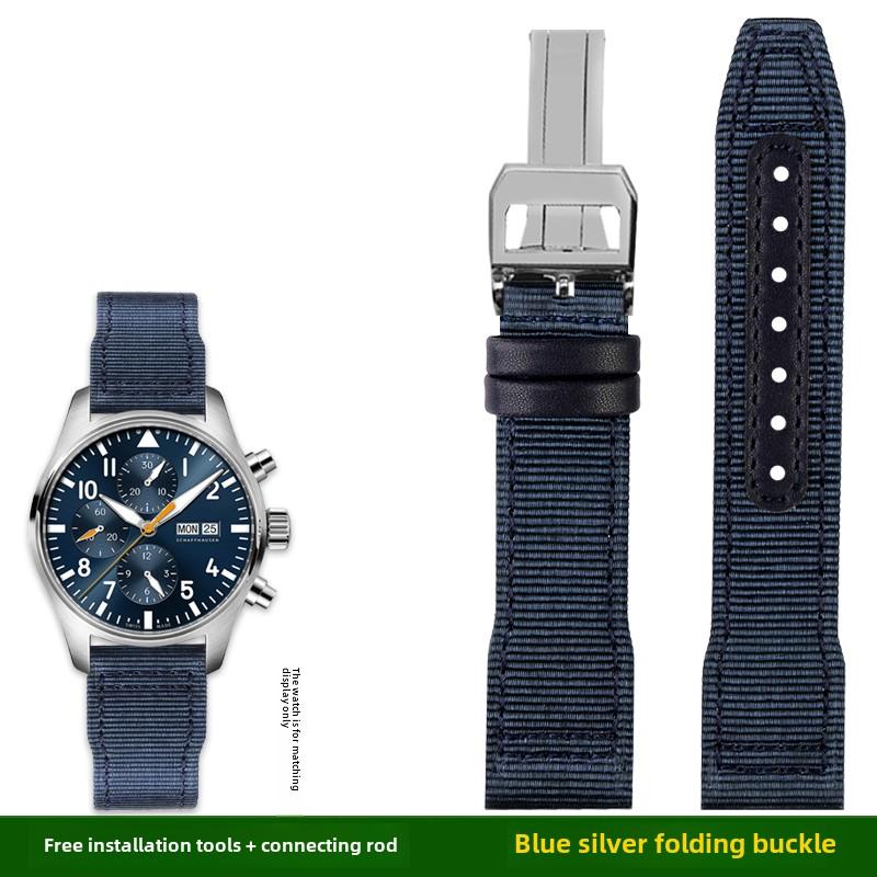 Для IWC Pilot Нейлоновый ремешок из натуральной кожи для часов IWC Mark 18 Balack Aces Portuguese оригинальный плетеный холщовый ремешок Браслет